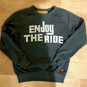 Aviator Nation ENJOY THE RIDE Crewneck Sweatshirt! Size XS in Faded Black / Grey